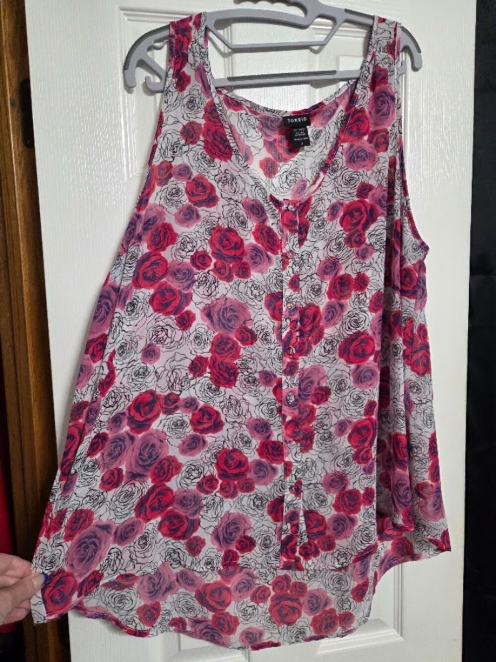 Torrid Rose Floral Sheer Chiffon High Low Tunic Tank 2X 18/20